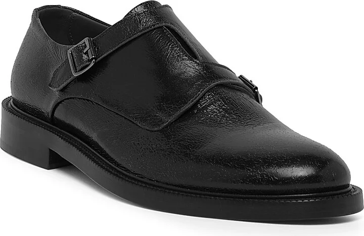 Men's Leather Double-Monk-Strap Shoes - Black - Size 7 - Image 2