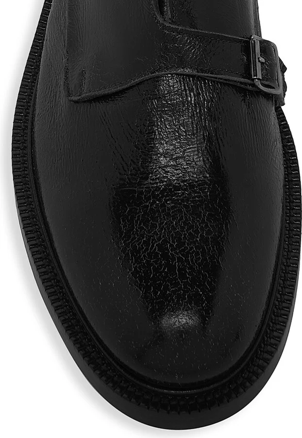 Men's Leather Double-Monk-Strap Shoes - Black - Size 7 - Image 4