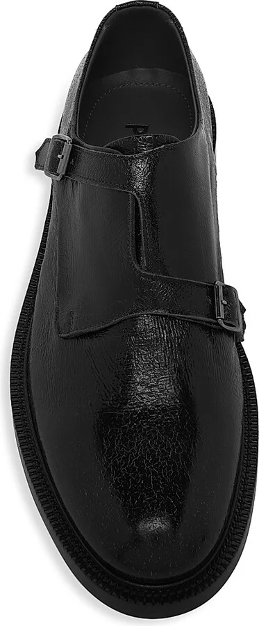 Men's Leather Double-Monk-Strap Shoes - Black - Size 7 - Image 5