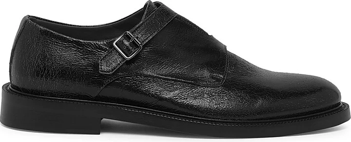 Men's Leather Double-Monk-Strap Shoes - Black - Size 7