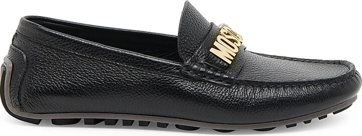 Men's Leather Driving Loafers - Black - Size 6