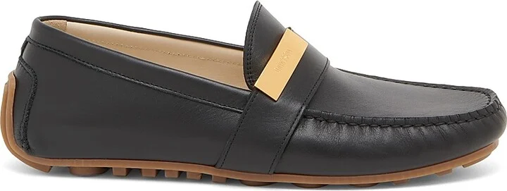 Men's Leather Driving Loafers - Black - Size 6