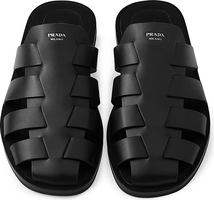 Men's Leather Fisherman Mules - Black - Size 6 - Image 3