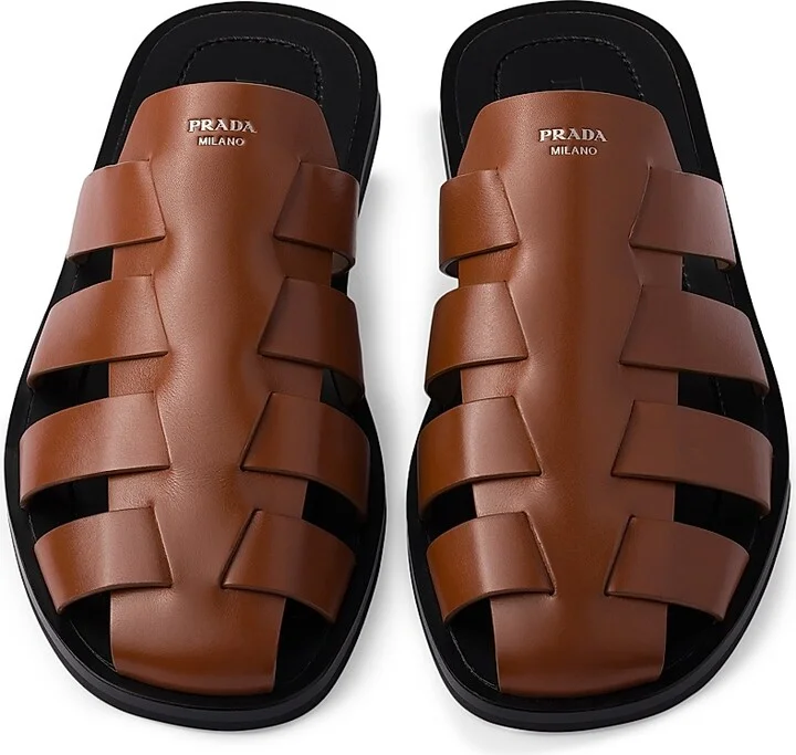 Men's Leather Fisherman Mules - Black - Size 6 - Image 7