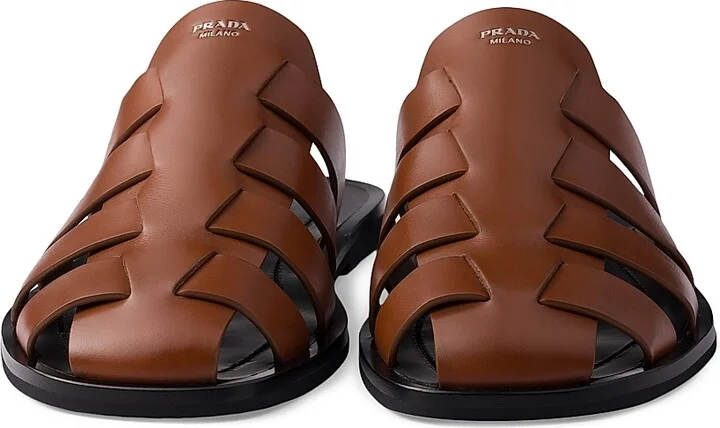 Men's Leather Fisherman Mules - Black - Size 6 - Image 9