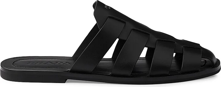 Men's Leather Fisherman Mules - Black - Size 6