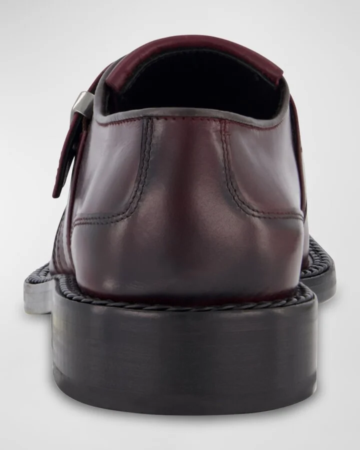 Men's Leather Fringe Single Monk Strap Loafers - Image 4