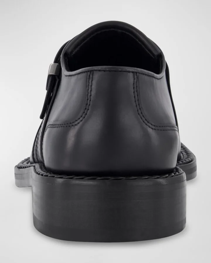 Men's Leather Fringe Single Monk Strap Loafers - Image 6