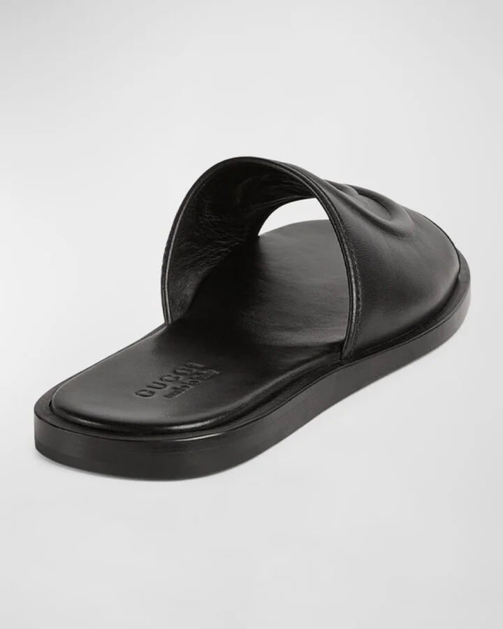 Men's Leather Interlocking G Slide Sandals - Image 5