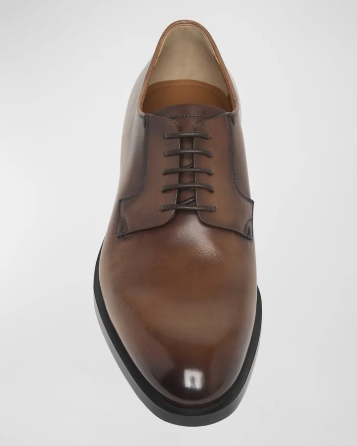Men's Leather Lace-Up Derby Loafers - Image 3