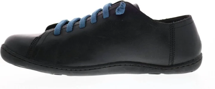 Men's Leather Lace Up Euro Sneakers Shoes In Noray Negro (Mar)/cami Negro
