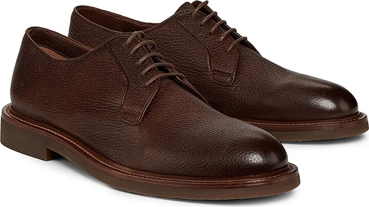 Men's Leather Lace-Up Shoes - Brown - Size 7 - Image 2