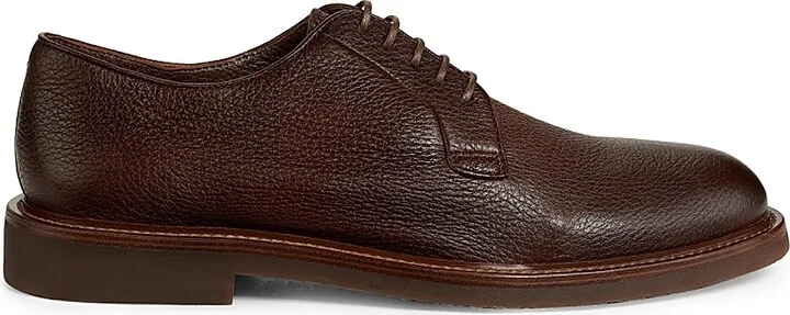Men's Leather Lace-Up Shoes - Brown - Size 7
