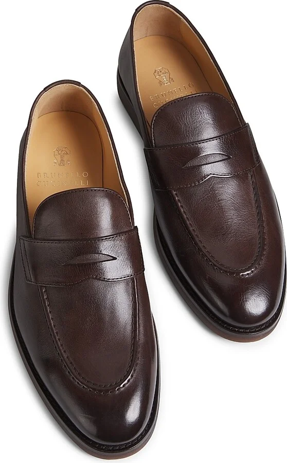 Men's Leather Loafers - Brown - Size 8 - Image 4