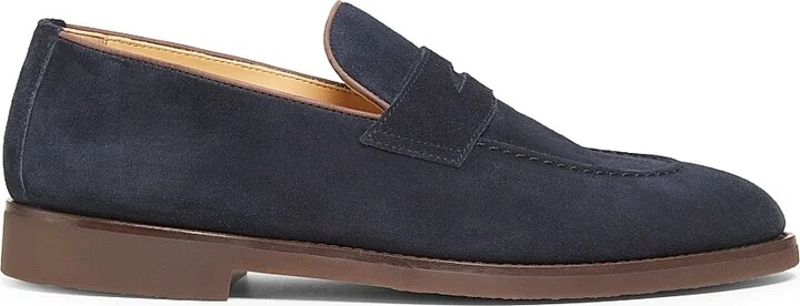 Men's Leather Loafers - Navy - Size 9