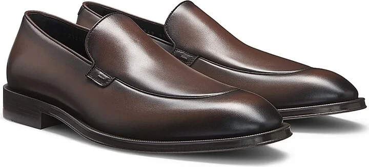 Men's Leather Loafers with Apron Toe - Brown - Size 6.5 - Image 2