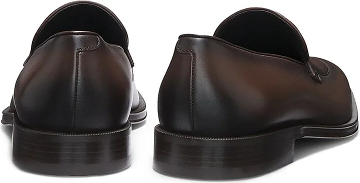 Men's Leather Loafers with Apron Toe - Brown - Size 6.5 - Image 3