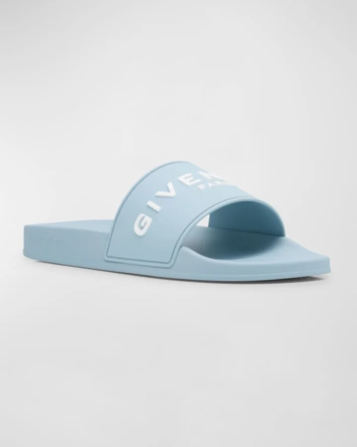 Men's Leather Logo Slide Sandals - Image 2