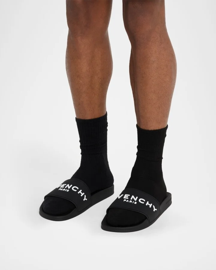 Men's Leather Logo Slide Sandals - Image 3