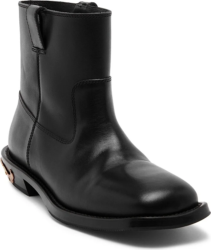 Men's Leather Logo Spur Ankle Boots - Black - Size 7 - Image 2