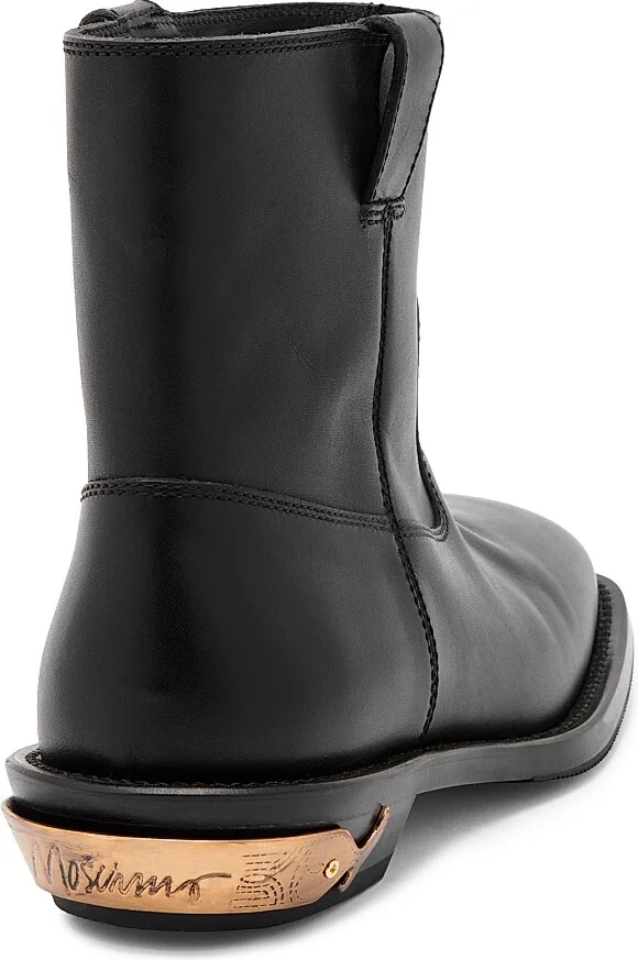 Men's Leather Logo Spur Ankle Boots - Black - Size 7 - Image 3