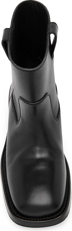 Men's Leather Logo Spur Ankle Boots - Black - Size 7 - Image 4