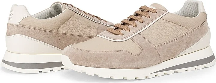 Men's Leather Low-Top Sneakers - Beige - Size 7 - Image 2