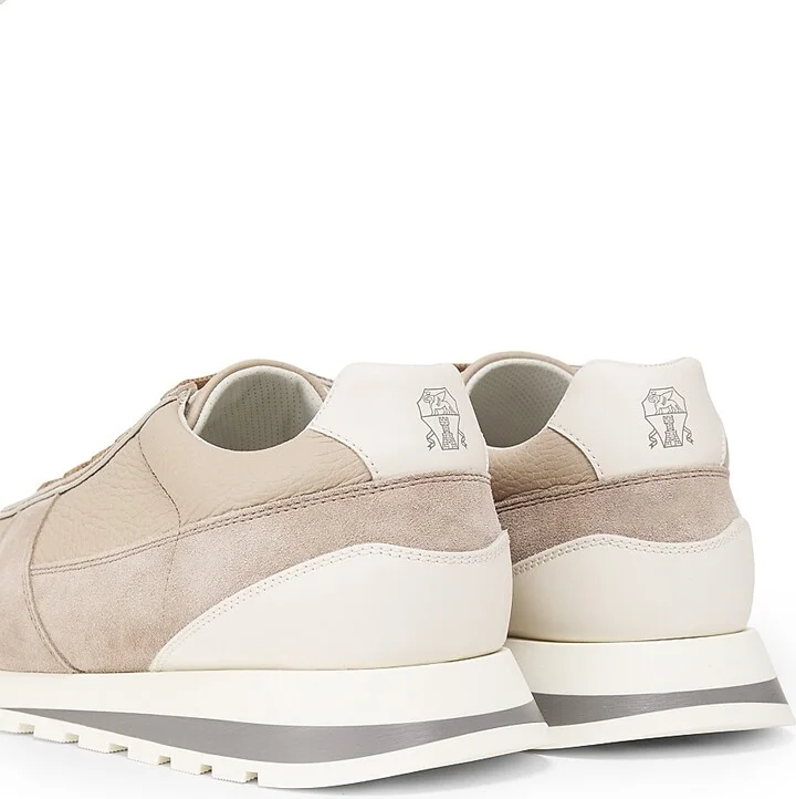Men's Leather Low-Top Sneakers - Beige - Size 7 - Image 3