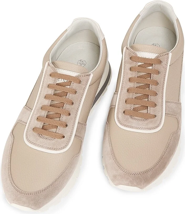 Men's Leather Low-Top Sneakers - Beige - Size 7 - Image 4