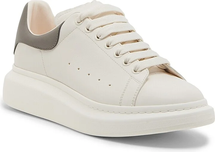 Men's Leather Low-Top Sneakers - Off White Cool Grey - Size 6 - Image 2