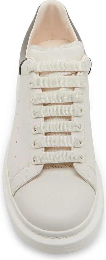 Men's Leather Low-Top Sneakers - Off White Cool Grey - Size 6 - Image 4