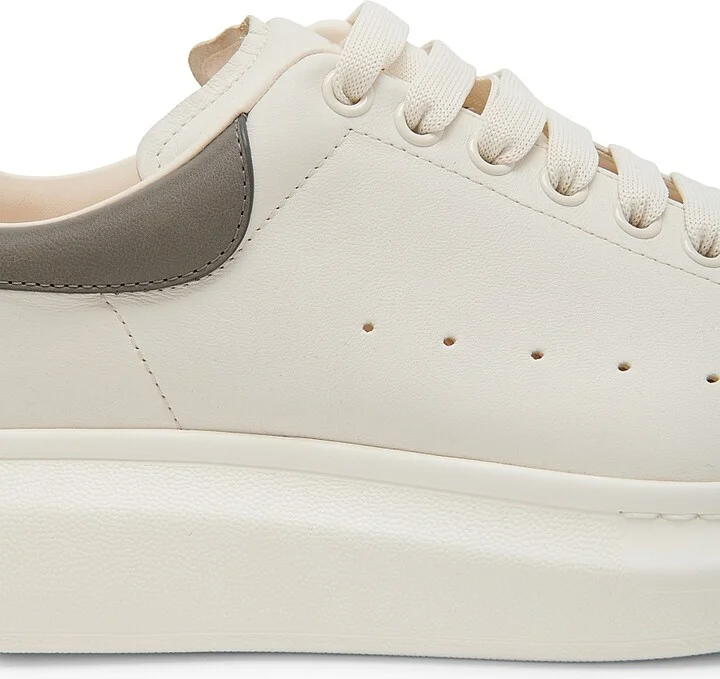 Men's Leather Low-Top Sneakers - Off White Cool Grey - Size 6 - Image 5