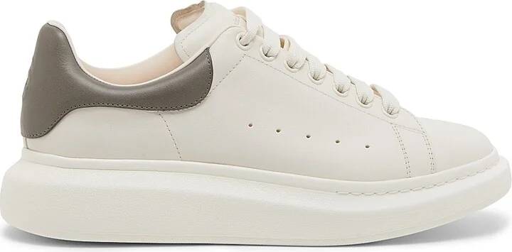 Men's Leather Low-Top Sneakers - Off White Cool Grey - Size 6