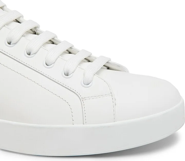 Men's Leather Low-Top Sneakers - White Light Brown - Size 7 - Image 5