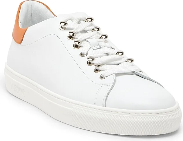 Men's Leather Low Top Sneakers - White - Size 6 - Image 2