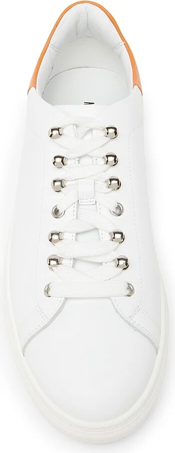 Men's Leather Low Top Sneakers - White - Size 6 - Image 4