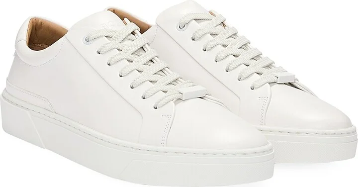 Men's Leather Low-Top Trainers with Branded Lace Loop - Natural - Size 7 - Image 2