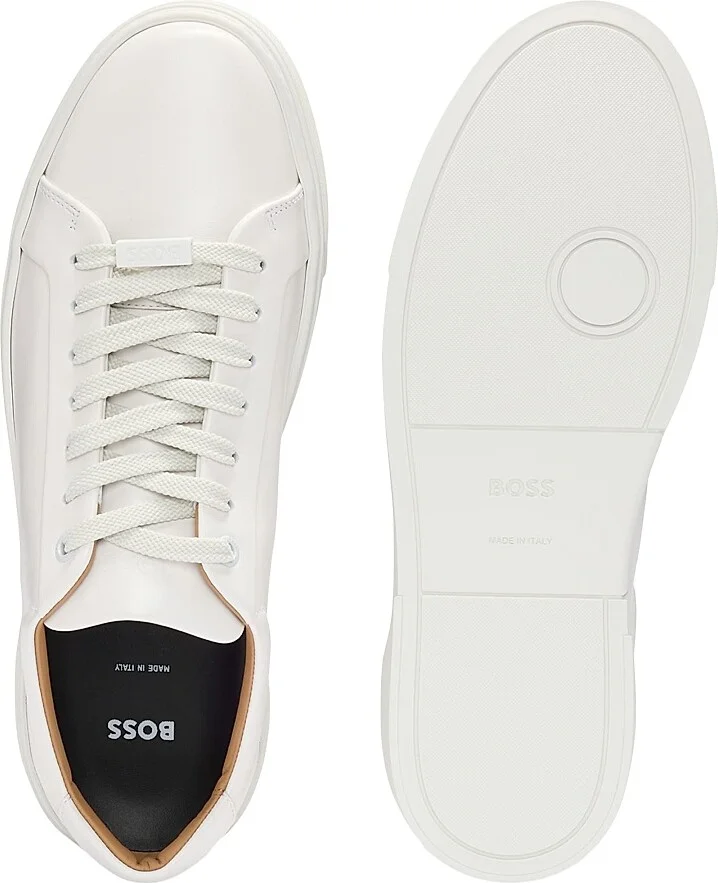 Men's Leather Low-Top Trainers with Branded Lace Loop - Natural - Size 7 - Image 3
