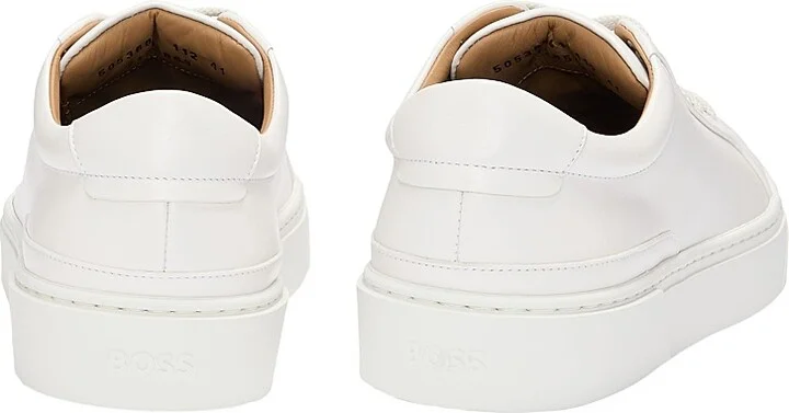 Men's Leather Low-Top Trainers with Branded Lace Loop - Natural - Size 7 - Image 4