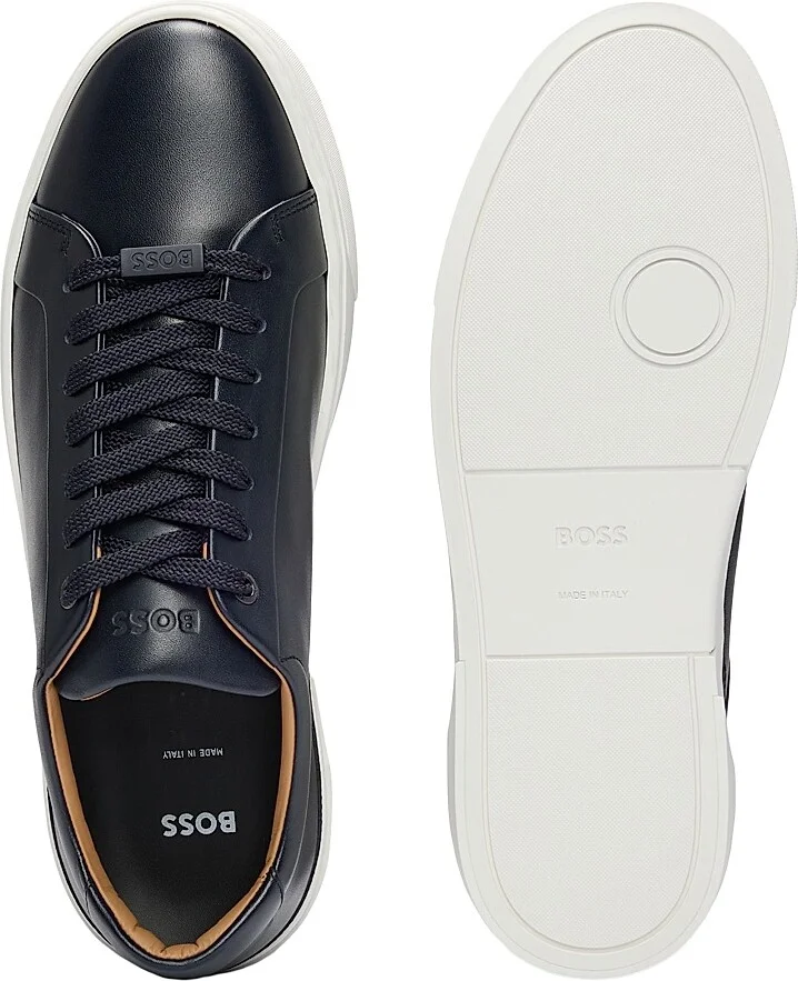 Men's Leather Low-Top Trainers with Branded Lace Loop - Natural - Size 7 - Image 7