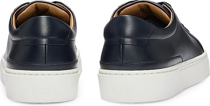 Men's Leather Low-Top Trainers with Branded Lace Loop - Natural - Size 7 - Image 8