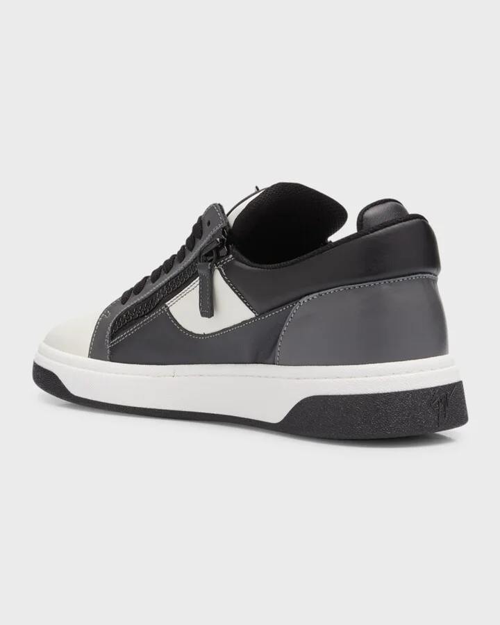 Men's Leather Low-Top Zip Sneakers - Image 4