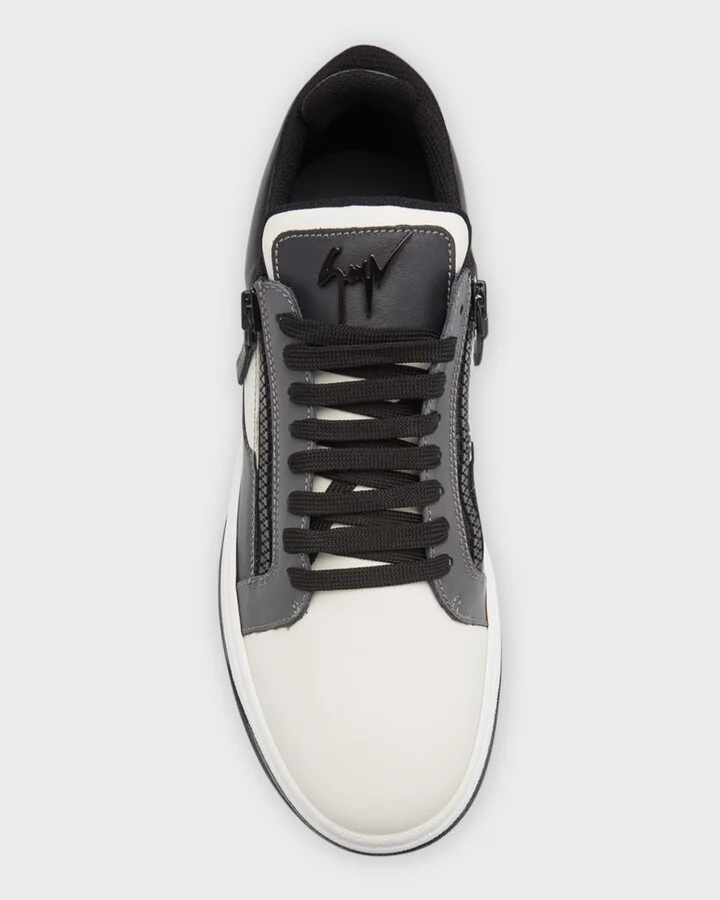 Men's Leather Low-Top Zip Sneakers - Image 6