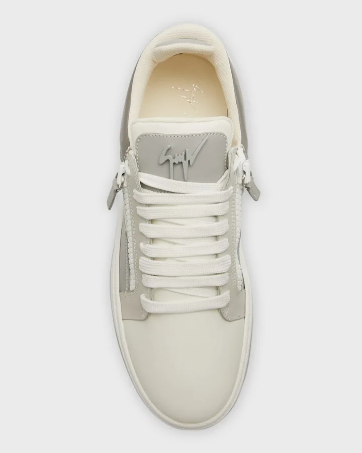 Men's Leather Low-Top Zip Sneakers - Image 8