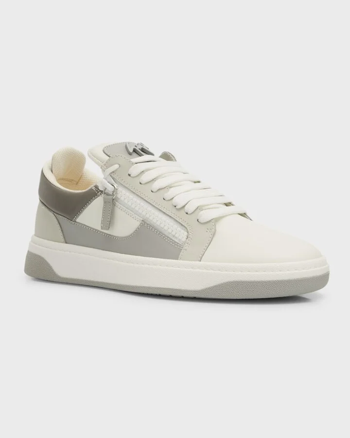 Men's Leather Low-Top Zip Sneakers - Image 10