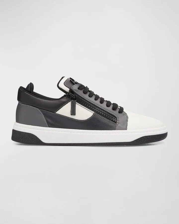 Men's Leather Low-Top Zip Sneakers