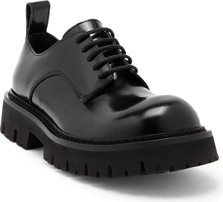 Men's Leather Lug Sole Shoes - Black - Size 7 - Image 2