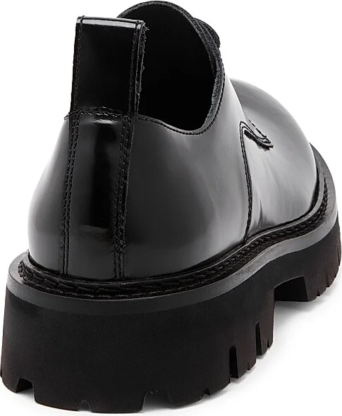 Men's Leather Lug Sole Shoes - Black - Size 7 - Image 3