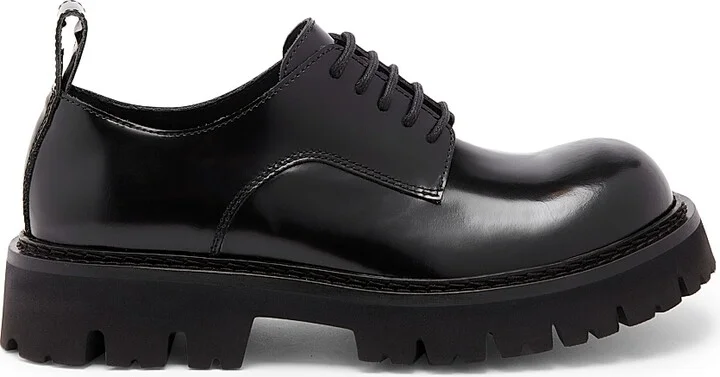 Men's Leather Lug Sole Shoes - Black - Size 7