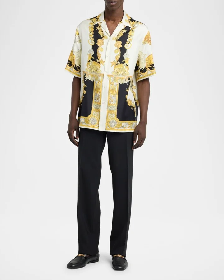 Men's Leather Medusa-Chain Loafers - Image 3